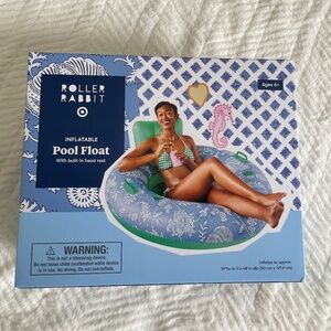 Roller Rabbit Floral Vines Round Pool Float Blue FREE GIFT